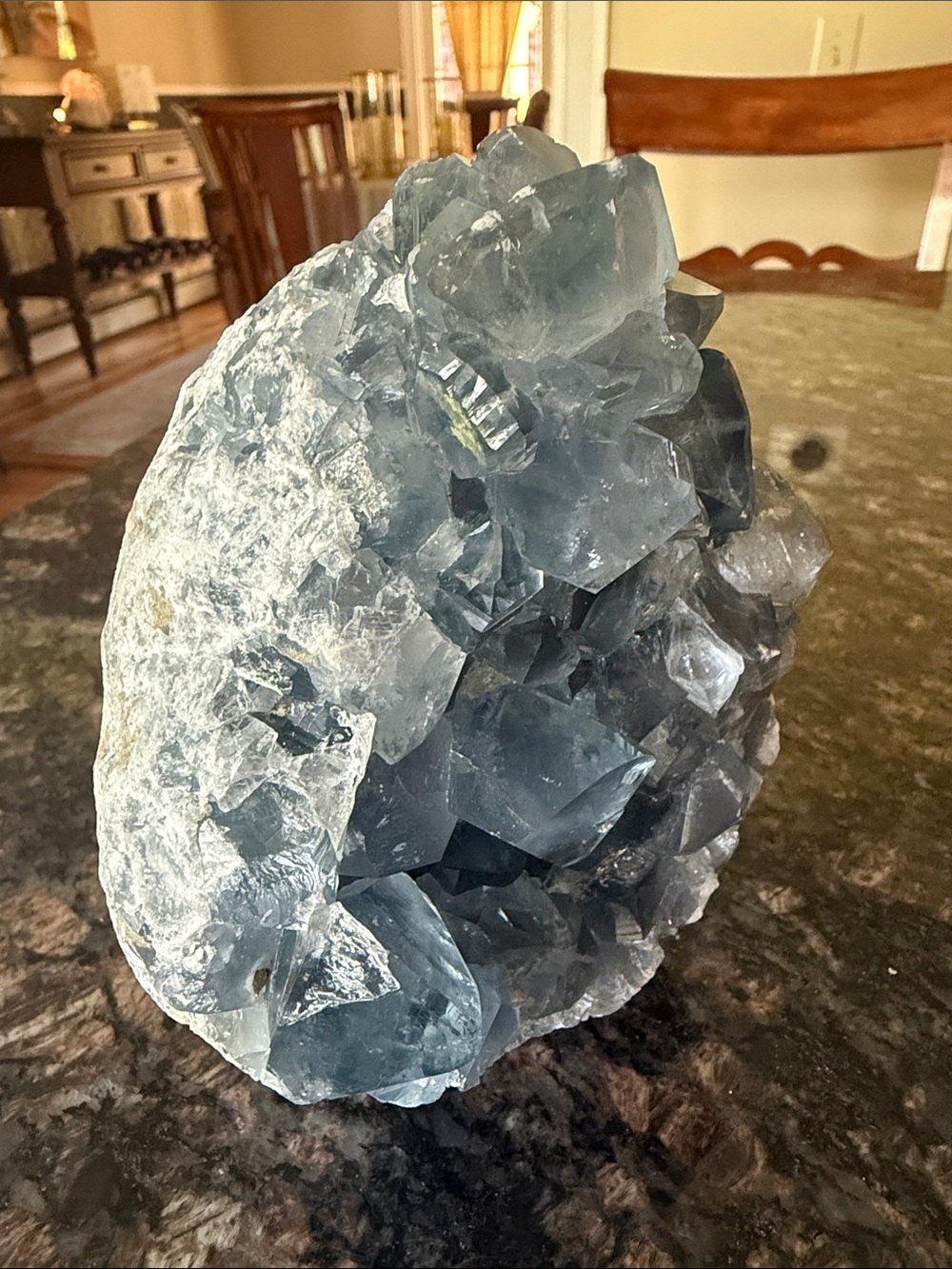 Large Blue Celestite Crystal Cluster - Picture 3 of 8